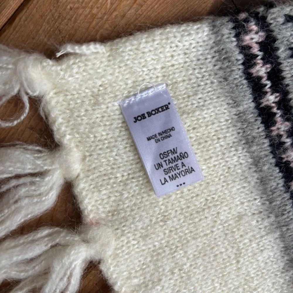 Joe Boxer Cream/Pink and Black Knit Scarf